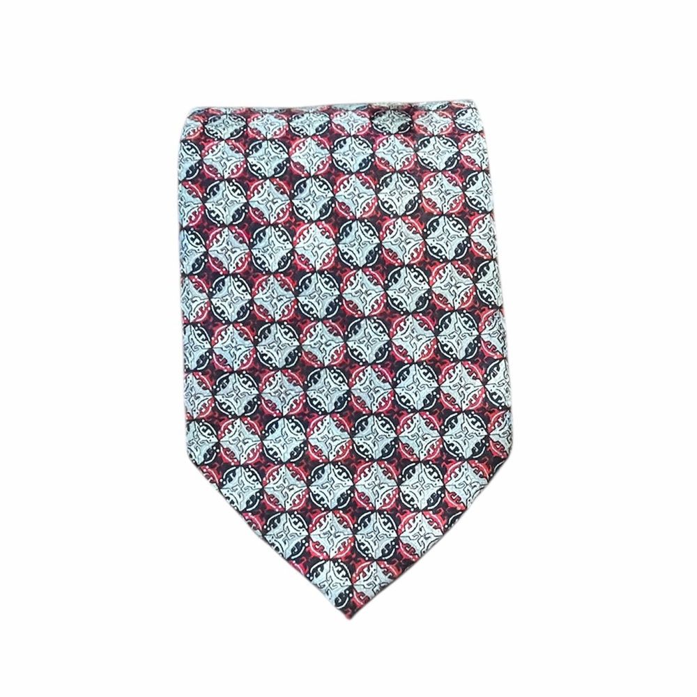 Brioni Red, Blue and Black Geometric‎ Pattern Men's Tie SETA  SILK Made in Italy